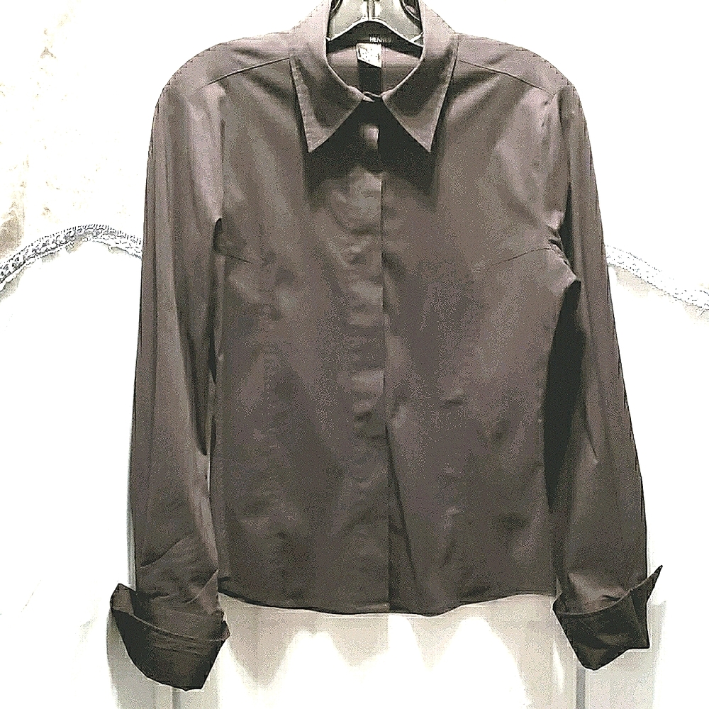 HENNES BLACK BUTTON DOWN SHIRT SZ 8